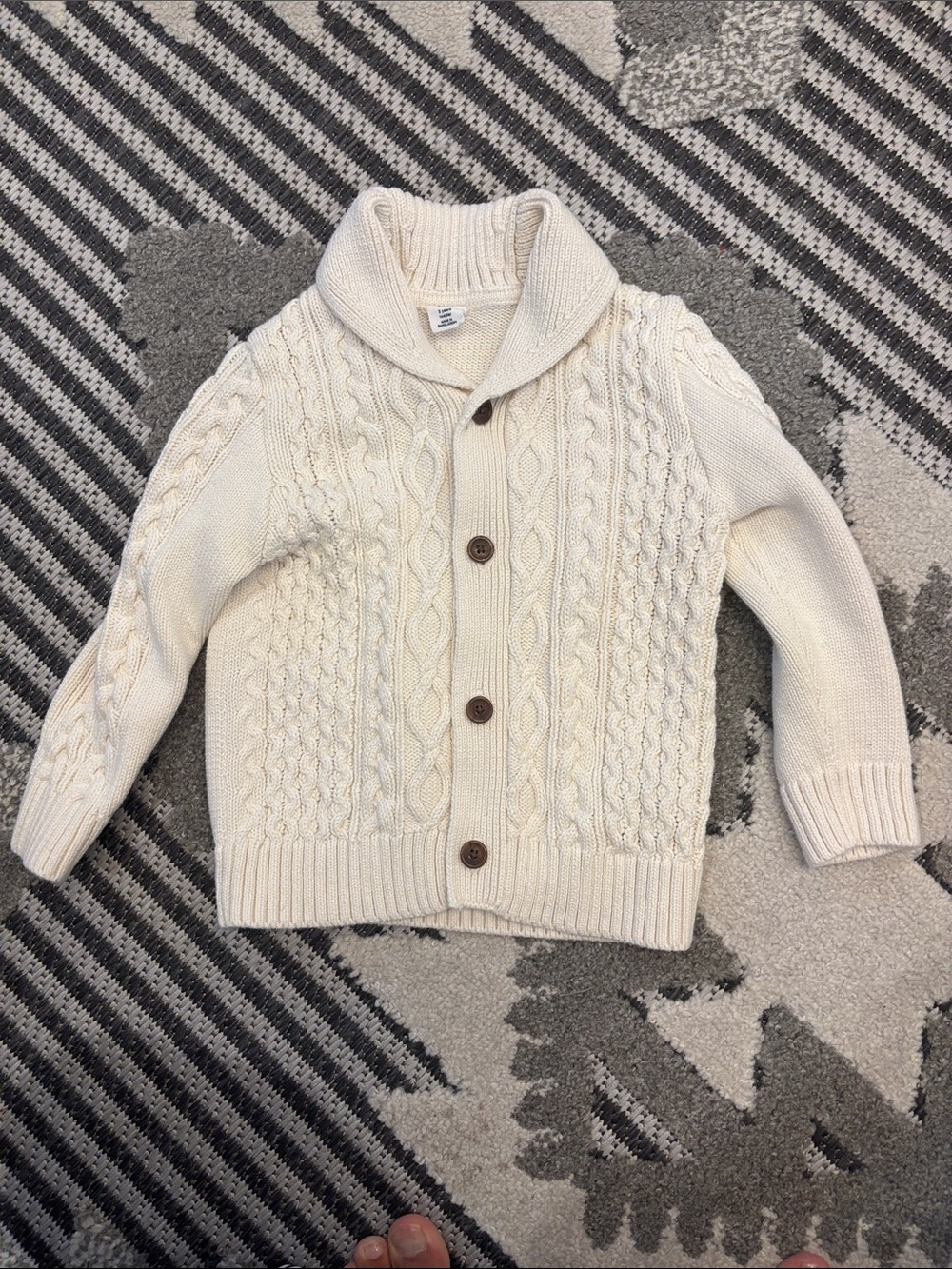 GAP Cream Cable-Knit Shawl Collar Cardigan